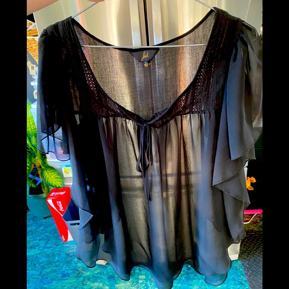 See through black boho Flowy top by Jack